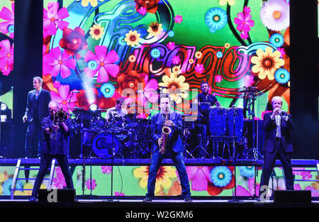 Juni 15, 2019 - Indianapolis, IN, USA - 15. Juni 2019 - Hamilton, Ontario, Kanada. Neil Donell, James Pankow, Ray Herrmann und Lee Loughnane der legendären Band Chicago live im Konzert an FirstOntario Center. Photo Credit: Brent Perniac/AdMedia (Credit Bild: © Brent Perniac/AdMedia über ZUMA Draht) Stockfoto