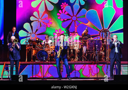 Juni 15, 2019 - Indianapolis, IN, USA - 15. Juni 2019 - Hamilton, Ontario, Kanada. James Pankow, Ray Herrmann und Lee Loughnane der legendären Band Chicago live im Konzert an FirstOntario Center. Photo Credit: Brent Perniac/AdMedia (Credit Bild: © Brent Perniac/AdMedia über ZUMA Draht) Stockfoto