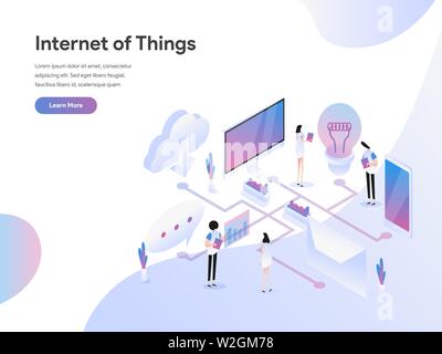 Landing Page Template des Internet der Dinge Abbildung Konzept. Modernes flaches design Konzept der Webseite Design für die Website und mobile Website Stock Vektor