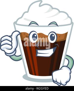 Daumen hoch Irish Coffee gegossen in Glas Cartoon Stock Vektor