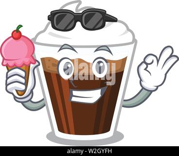 Mit Eis Irish Coffee gegossen in Glas Cartoon Stock Vektor