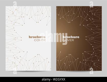 Broschüre Vorlage Layout Design. Abstrakte geometrische Hintergrund mit verbundenen Linien und Punkte Stock Vektor
