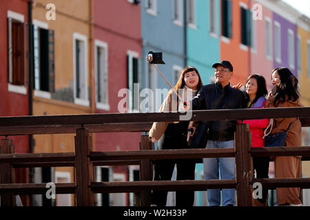 Asiatische Familie eine selfie. Venedig. Italien. Stockfoto