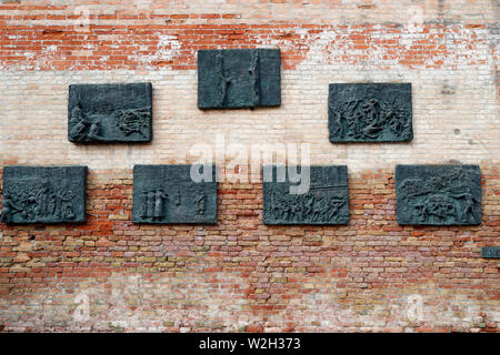 Das Holocaust-mahnmal wand Campo De Gheto Novo im Jüdischen Ghetto Cannaregio. Italien. Stockfoto