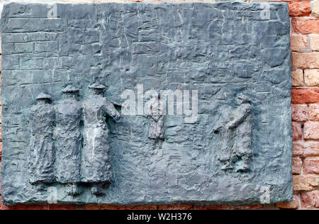 Das Holocaust-mahnmal wand Campo De Gheto Novo im Jüdischen Ghetto Cannaregio. Italien. Stockfoto