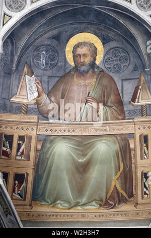 Die padua Baptisterium. Ceilling Fresken aus dem 14. Jahrhundert von Giusto de Menabuoi. Saint Mark der Apostel. Padua. Italien. Stockfoto