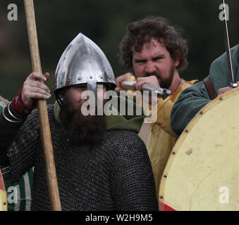 Wikinger, die gefürchteten Nordmänner Krieger aus Skandinavien Stockfoto