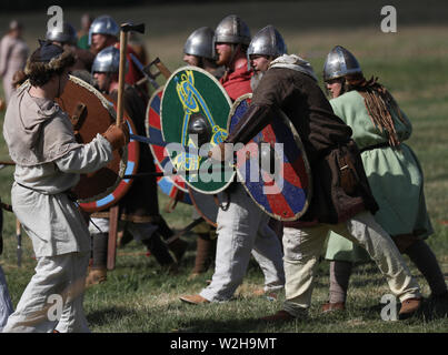 Wikinger, die gefürchteten Nordmänner Krieger aus Skandinavien Stockfoto