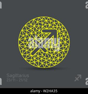 Schütze Sternzeichen in kreisförmigen Rahmens, Vector Illustration. Kontur Symbol. Abstrakte Symbol. Stock Vektor