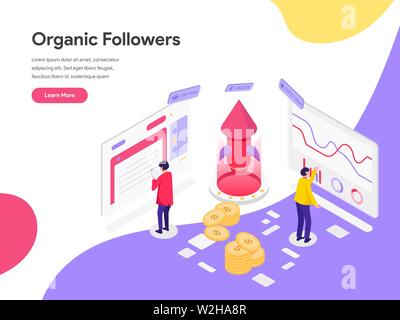 Landing Page Template von organischen Anhänger isometrische Darstellung Konzept. Isometrische flache Design Konzept der Webseite Design für die Website und Mobile Web Stock Vektor