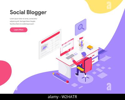 Landing Page Template Blog Writer Abbildung Konzept. Isometrische flache Design Konzept der Webseite Design für die Website und mobile Website. Vektor illu Stock Vektor