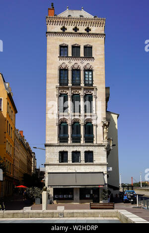 Art Nouveau Gebäude von Ort Benoît Crepu in Lyon, Frankreich. Stockfoto