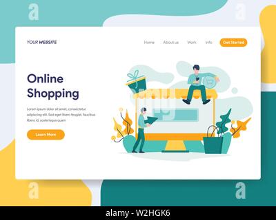 Landing Page Template von Online Shopping Abbildung Konzept. Modernes flaches design Konzept der Webseite Design für die Website und mobile Website. Vektor krank Stock Vektor