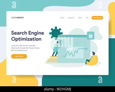 Landing Page Template der Search Engineoptimierung Abbildung Konzept. Modernes flaches design Konzept der Webseite Design für die Website und mobile Website Stock Vektor