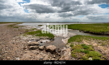 Wattenmeer Straße auf der Insel - Stadtwanderung - Westjütland - Weihnachten - Storch in Dänemark Stockfoto