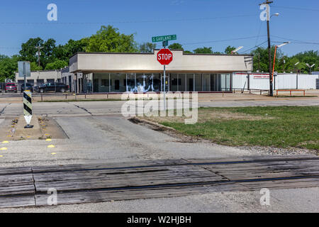 Falschen Seite der Schienen, Rail Road, Dallas, Texas, USA Stockfoto