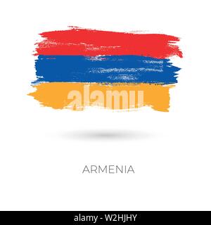 Armenien bunten Pinselstrichen gemalten nationalen Flagge Symbol. Malte Textur. Stock Vektor