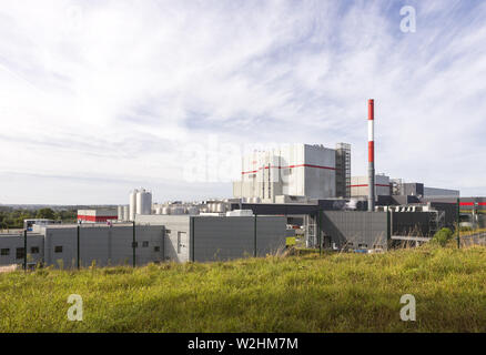 Carhaix (Frankreich): Chinesische Gruppe Synutra von Milchpulver wird momentan im Werk vor einige Schwierigkeiten. Sie diskutieren mit den Coop Stockfoto