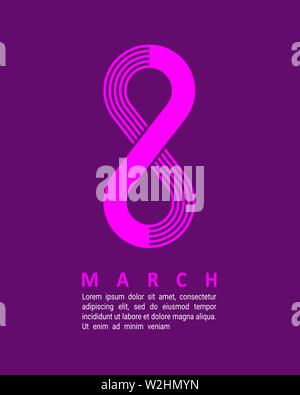 Nummer 8 8. Internationaler Tag der Frauen Poster. Glückliche Mütter Tag. Eps 10 Vector Illustration mit Platz für Ihren Text. Stock Vektor