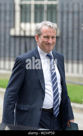 London, Großbritannien. 9. Juli 2019. Minister verlassen die wöchentliche Kabinettssitzung am 10. Damian Hinds (Staatssekretär für Bildung). Stockfoto