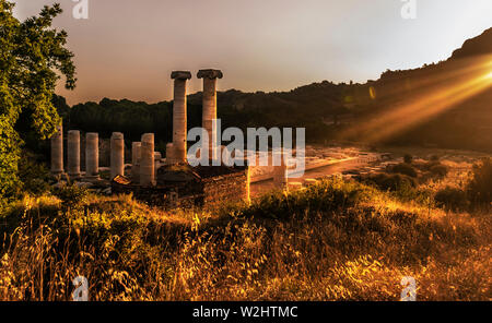 Tempel der Artemis Nacht langzeitbelichtung Sterne schießen Stockfoto