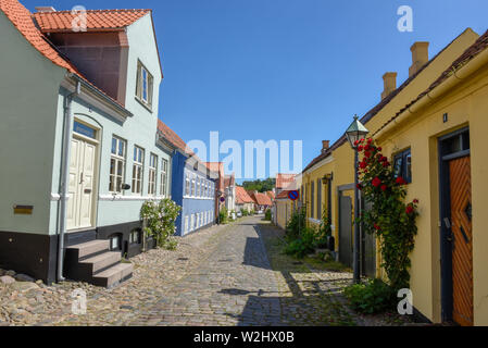 Ebeltoft, Dänemark - 22. Juni 2019: Die traditionelle historische Dorf von Ebeltoft auf Jütland in Dänemark Stockfoto