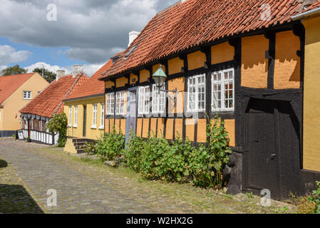 Ebeltoft, Dänemark - 22. Juni 2019: Die traditionelle historische Dorf von Ebeltoft auf Jütland in Dänemark Stockfoto