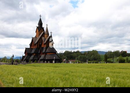 Heddal Stabkirche, Norways grösste Stabkirche, Notodden Gemeinde, die am besten erhaltene von Allen. Stockfoto