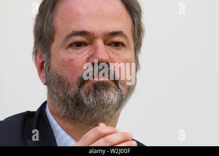 Mexikanische Schriftsteller und Journalist Juan Villoro ist Gast der Buchmesse in Turin 2019 Stockfoto