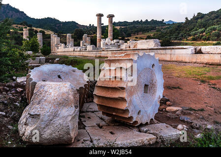 Tempel der Artemis Nacht langzeitbelichtung Sterne schießen Stockfoto