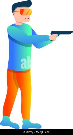 Polizei Pistolenschießen Symbol. Cartoon von Polizei Pistolenschießen vektor Symbol für Web Design auf weißem Hintergrund Stock Vektor