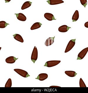 Red jalapeno Pfeffer. Vector Illustration. Würziges Gemüse. Nahtlose Muster Hintergrund. Stock Vektor