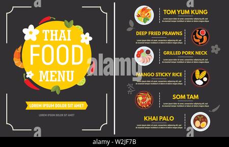 Thai Food Menü Konzept Banner. Flache Darstellung der Thai Food Menü vektor Konzept Banner für Web Design Stock Vektor