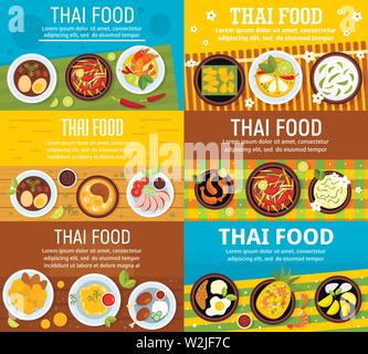 Die moderne thailändische Essen, das Banner ist. Flache Darstellung der modernen thailändischen Essen vektor Banner für Web Design Stock Vektor