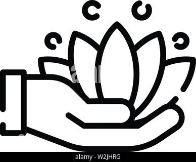 Lotus in der hand Symbol, outline Style Stock Vektor