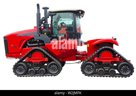 Leistungsstarken Raupenschlepper DeltaTrack isoliert auf weißem Hintergrund Stockfoto