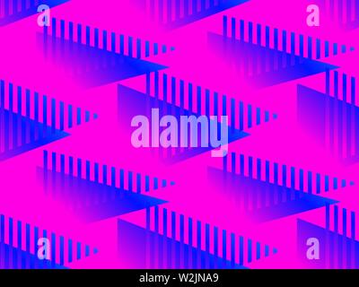 Geometrische nahtlose Muster mit flüssigem Gradienten. Blauen Gradienten Dreiecke auf einem rosa Hintergrund. Vector Illustration Stock Vektor