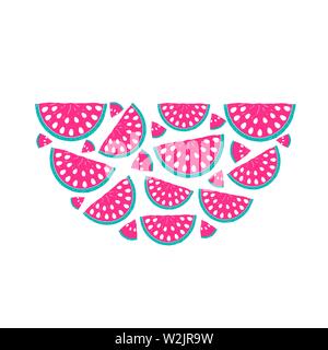 Hand gezeichnet Wassermelone auf weißem Hintergrund. Stock Vektor