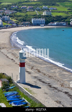 Der Leuchtturm auf Port Erin Strand und Bucht, Insel Man Stockfoto