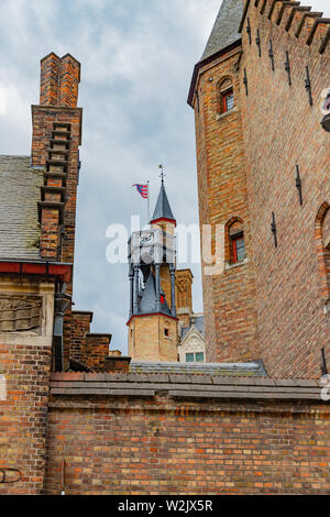 Außenansicht des XIII jahrhunderts Louis de Gruuthuse Haus in Brügge, Belgien. Stockfoto