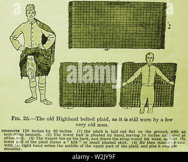 1930 Merkblatt für das Tragen eines traditionellen belted Scottish Highland Tartan Kilt Stockfoto