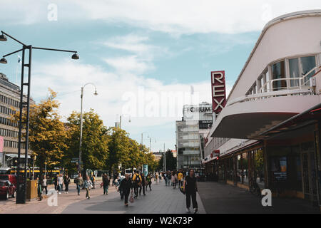 Blick auf die Straße von Bio Rex Helsinki Stockfoto