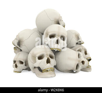 Pile Of Skulls isoliert Stockfoto