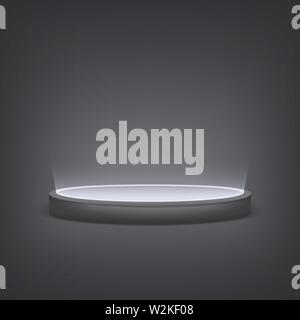 Schwarze runde Podium mit Licht beleuchtet Stock Vektor
