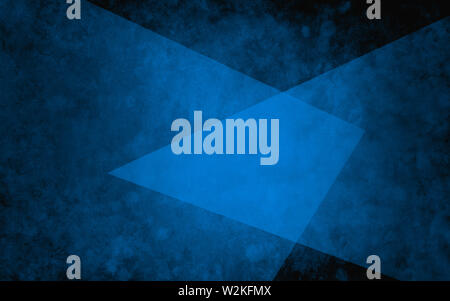 Abstrakte Schichten von blauen Dreiecke auf schwarzen Hintergrund im eleganten geometrischen Design. Stockfoto