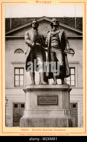 Europa, Deutschland, Thüringen, Weimar, Goethe-Schiller-Denkmal, herausgegeben vom Verlag Römmler & Jonas, K. S. Hof-Photogr. , Dresden, 1892. /Eur Stockfoto