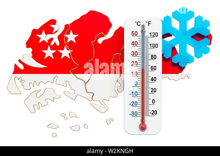 Extreme Kälte in Singapur Konzept. 3D-Rendering auf weißem Hintergrund Stockfoto