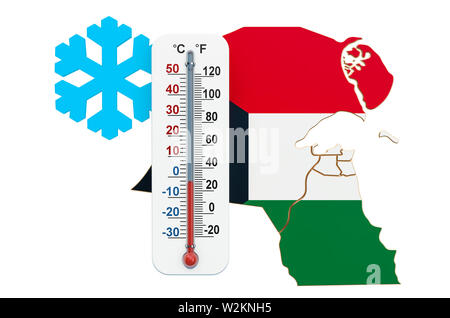 Extreme Kälte in Kuwait Konzept. 3D-Rendering auf weißem Hintergrund Stockfoto