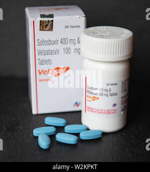 Sofosbuvir & Velpatasvir Tabellen für die Behandlung der Hepatitis C Stockfoto