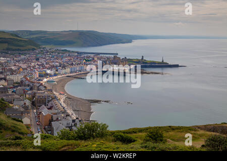 Eine Ansicht von Aberystwyth aus Constitution Hill Stockfoto